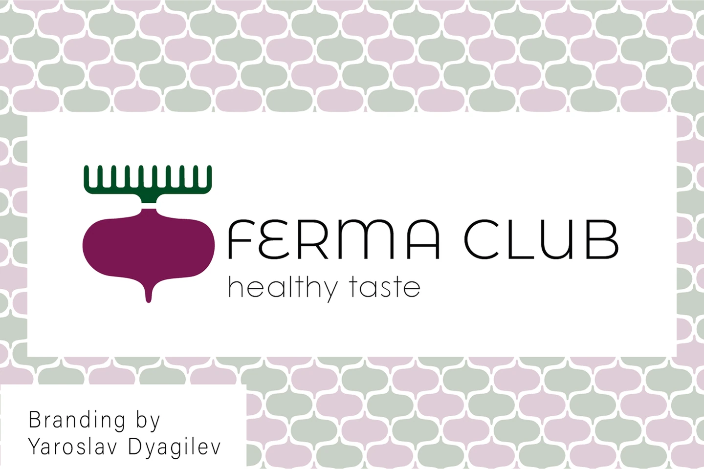 Ferma Club farm-to-table market identity with a radish-shaped mark